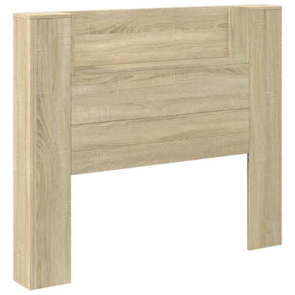 Metro Lane Vidaxl LED headboard with shelves oak look Wayfair.co.uk